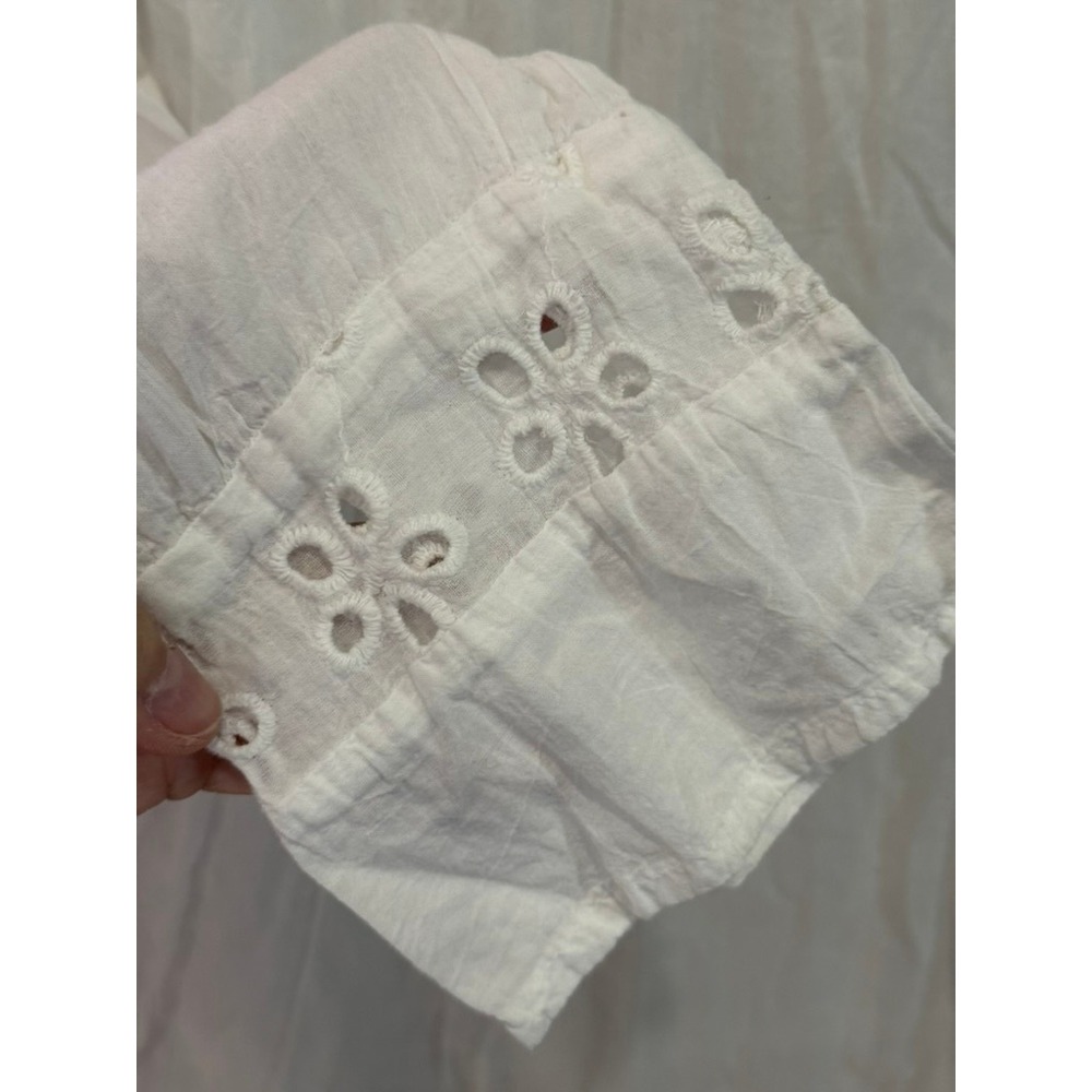 SRFashion White Cotton Eyelet Cold Shoulder Tunic M Boho Embroidered Cottagecore - Picture 4 of 8